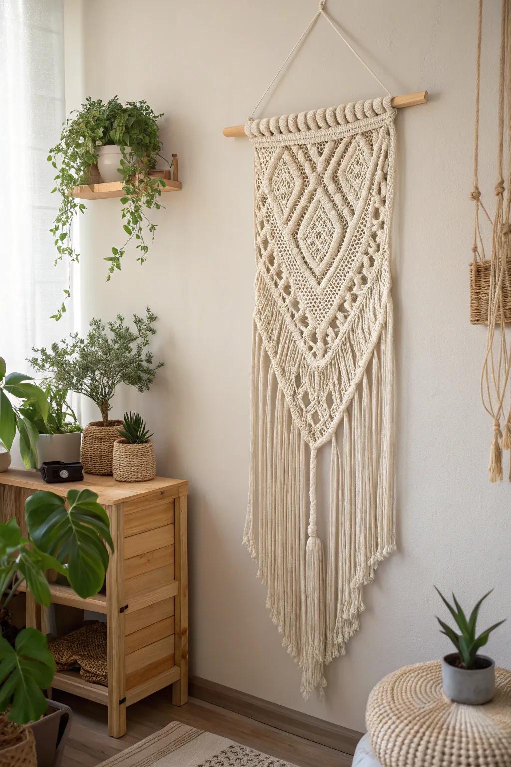 Add a touch of handcrafted elegance to your small space with bespoke macrame art.