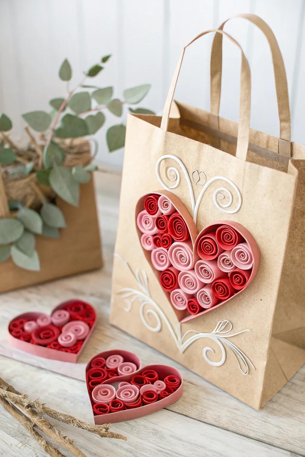 Craft love with every curl: Quirky quilled hearts for your DIY Valentine's bag!