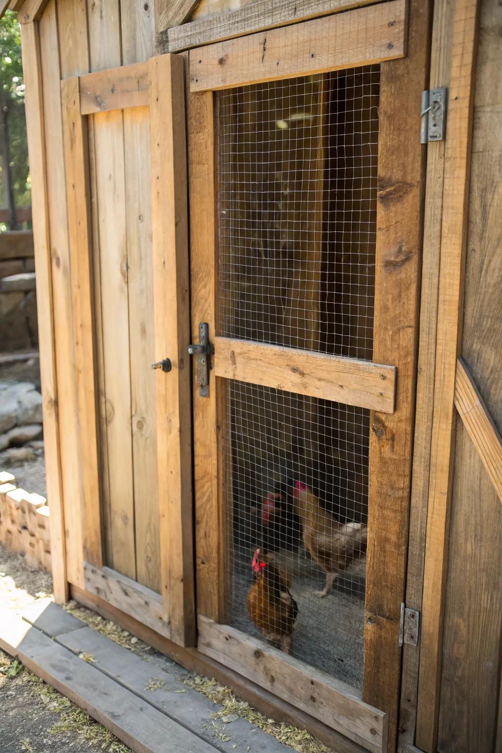 Enhance your chicken run with a door that blends craftsmanship and functionality. #RusticDesign #Craftsmanship