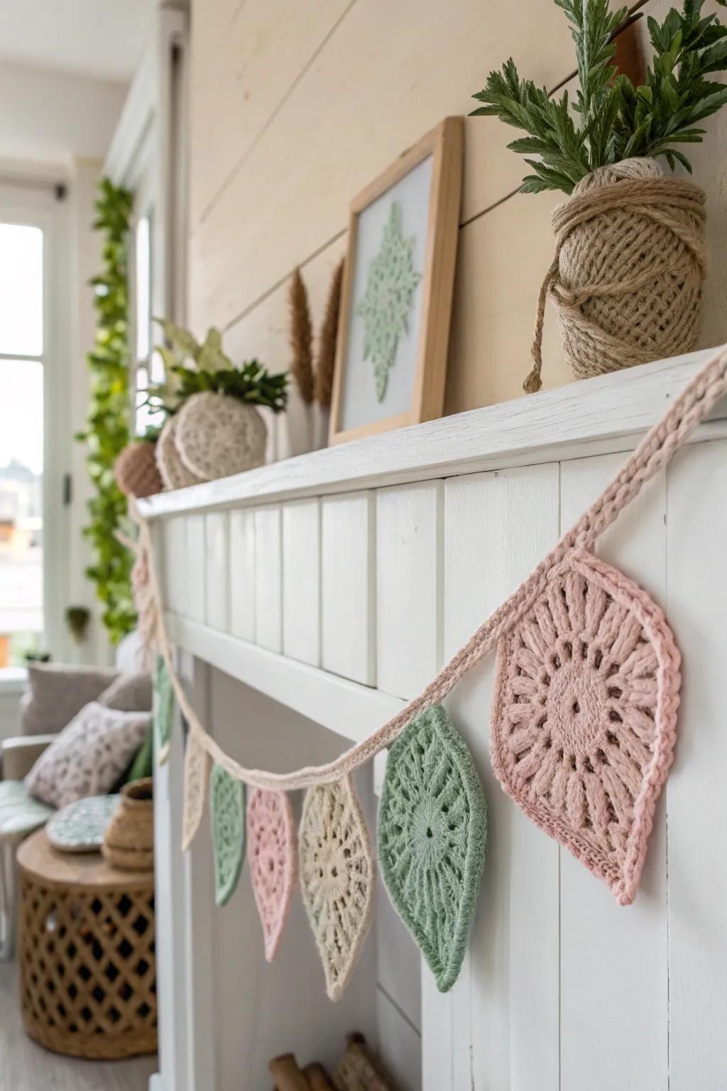 Add a touch of handcrafted charm with this elegant crochet garland, perfect for any festive occasion.