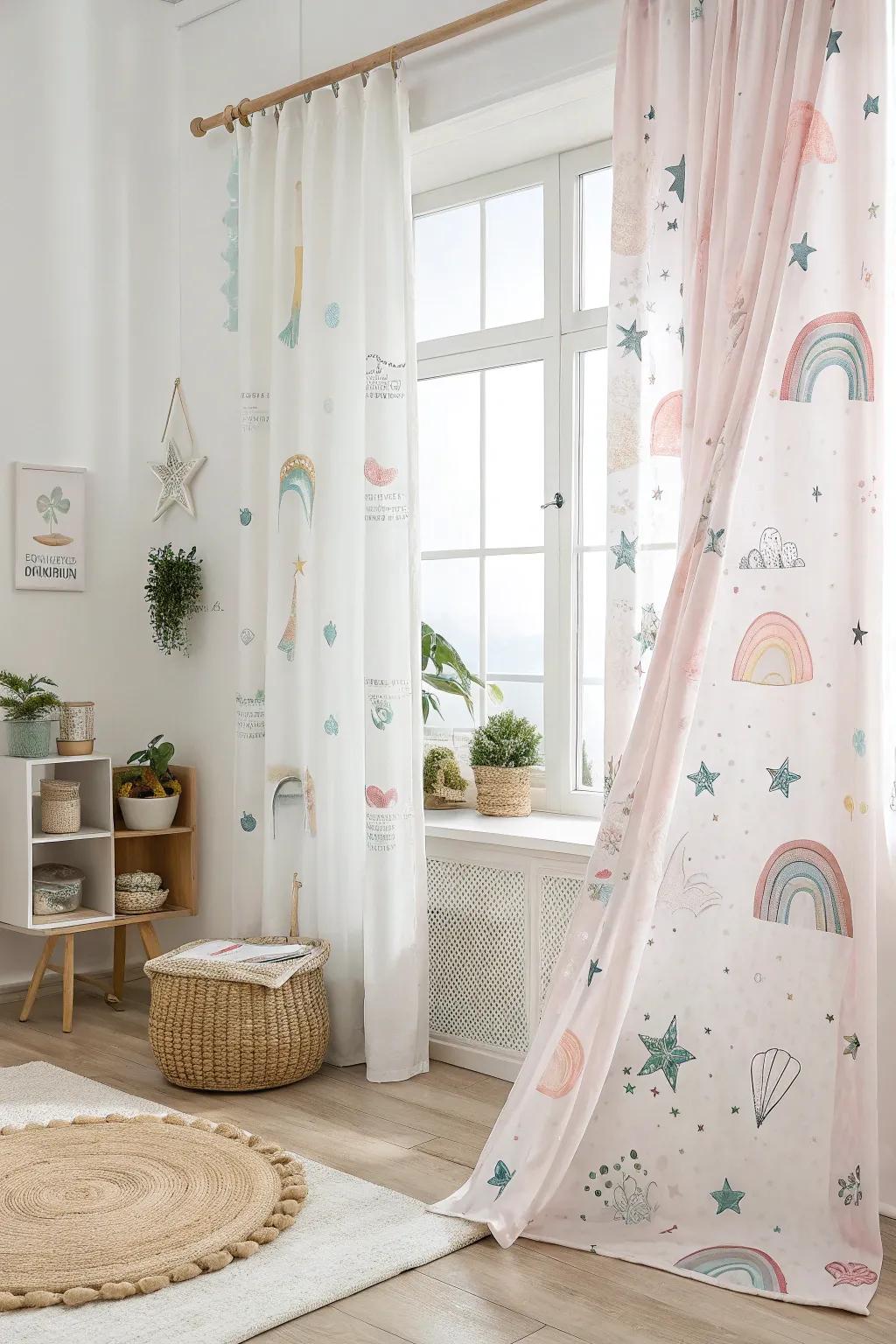 Transform her room with whimsical curtains that dance with the lightâa perfect blend of Scandinavian minimalism and Boho charm.