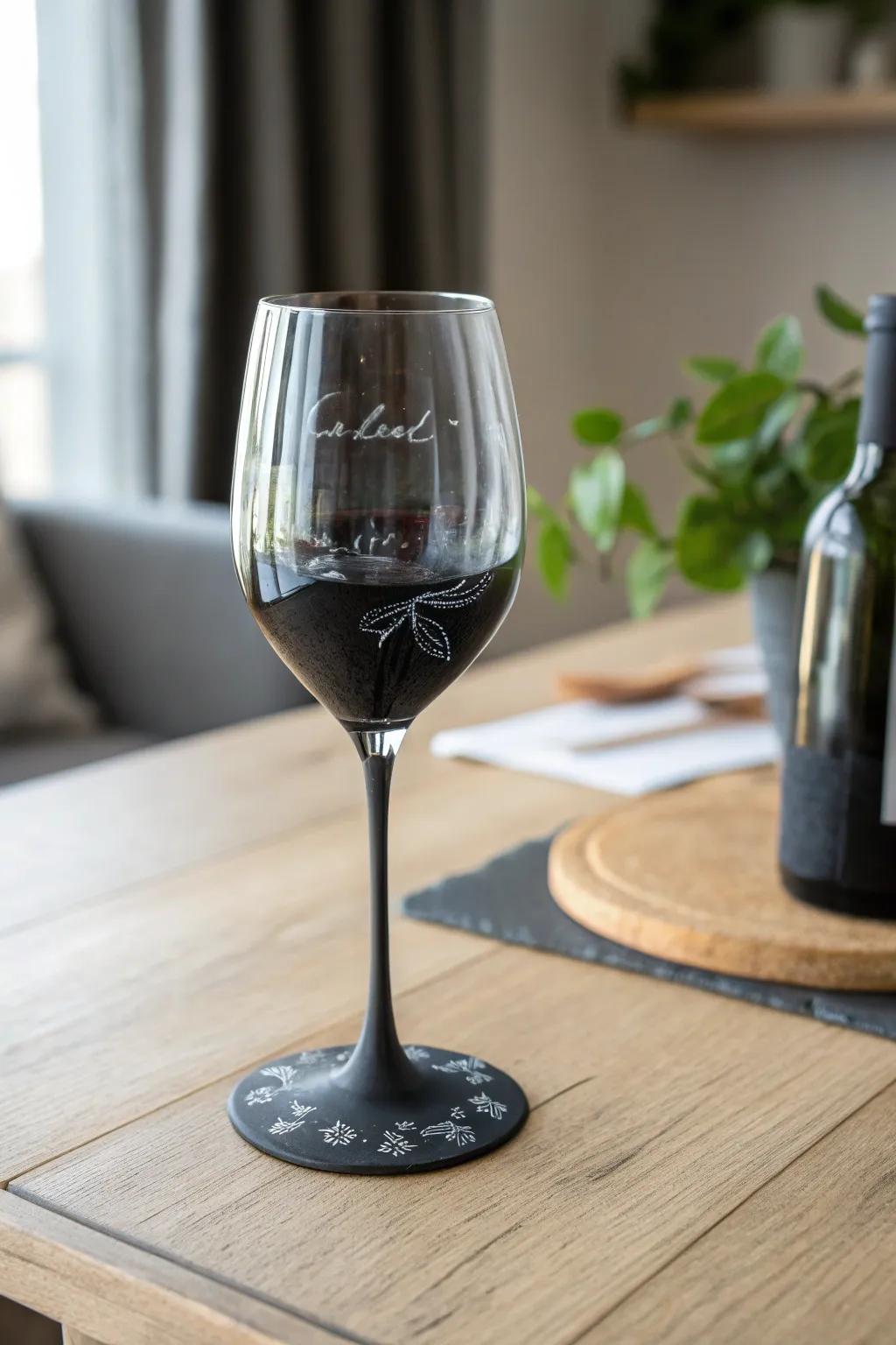 Personalize your party with chic chalkboard wine glasses.