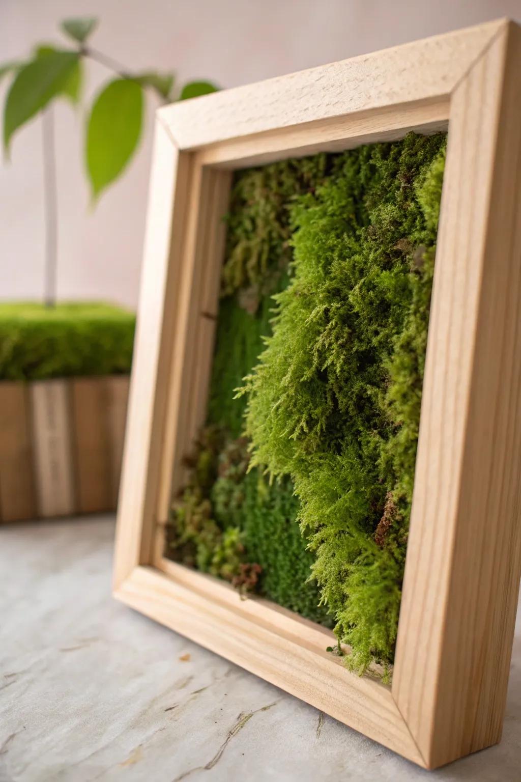 Elevate your gallery wall with the natural elegance of moss-covered frames.