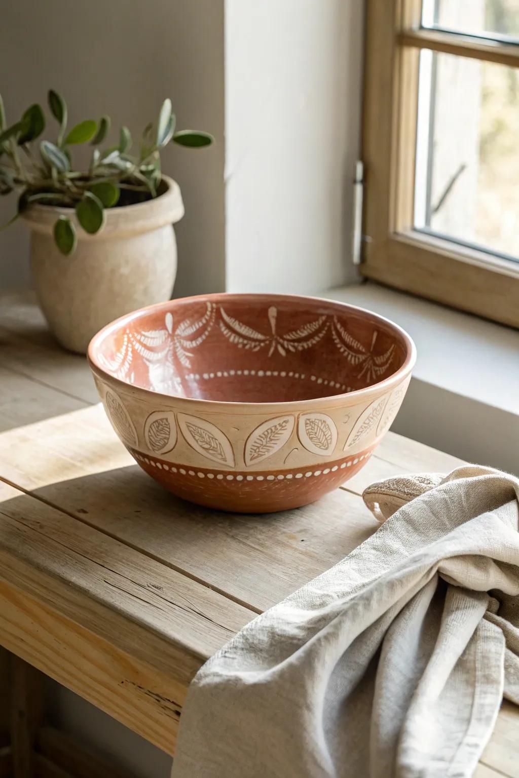 Discover the soothing charm of earthy elegance with this artisan clay bowl, where simplicity meets sophistication.
