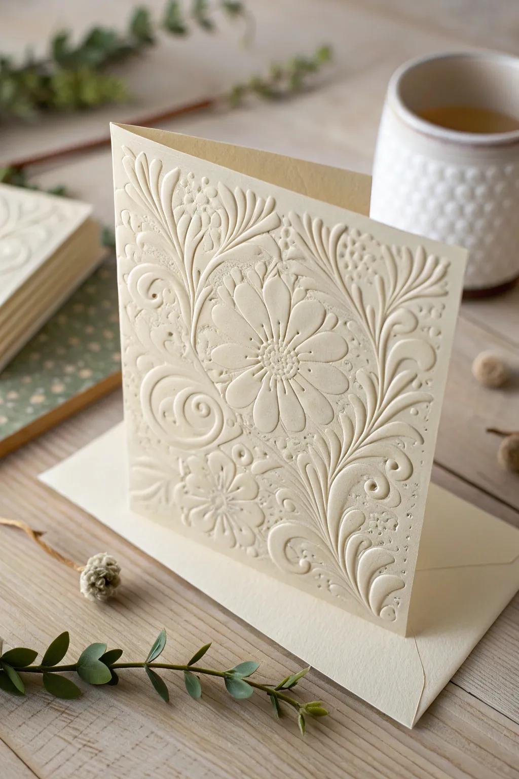 Elevate your greetings with the timeless allure of embossed elegance.