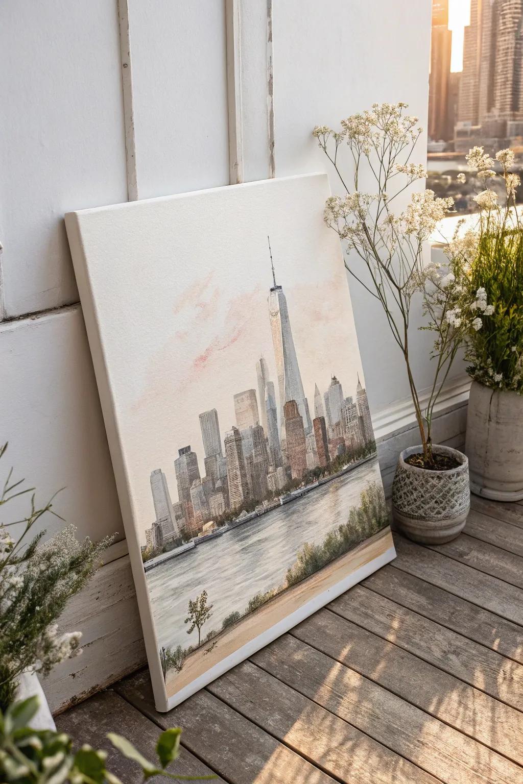 Capture the essence of cherished memories with a bespoke cityscape painting, perfect for adding a personal touch to your space.