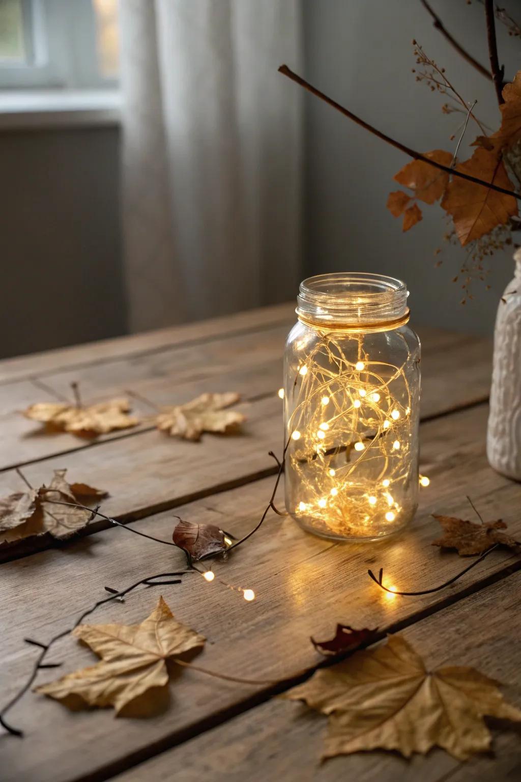 Illuminate your fall wedding with the enchanting glow of mason jar magic.