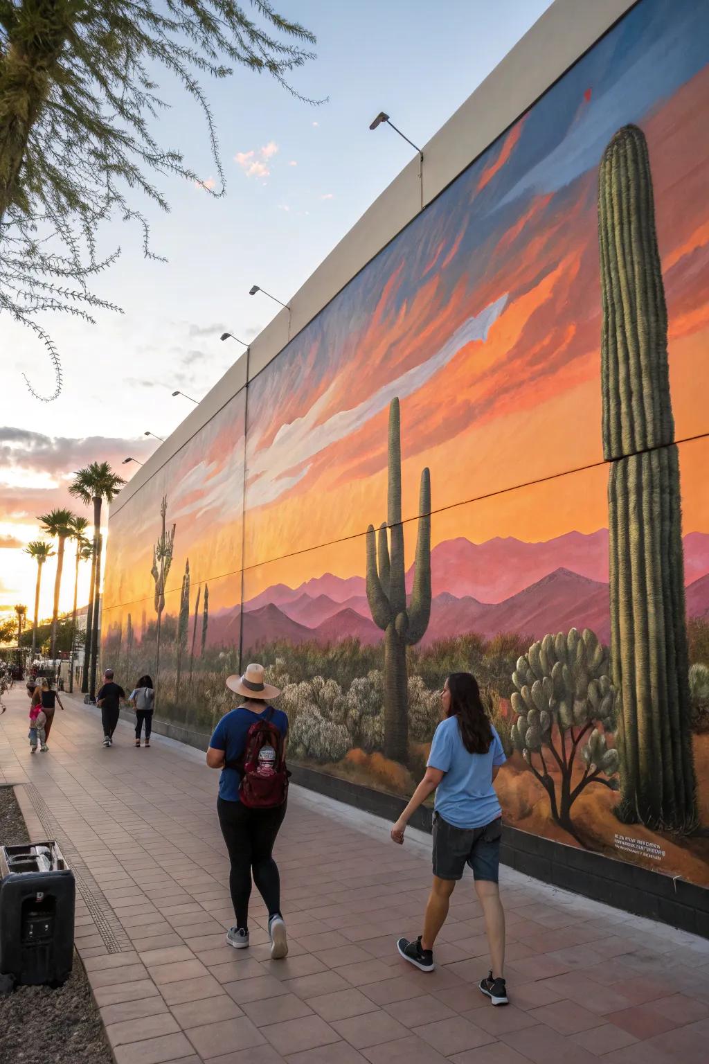Desert murals capture the beauty of arid landscapes.