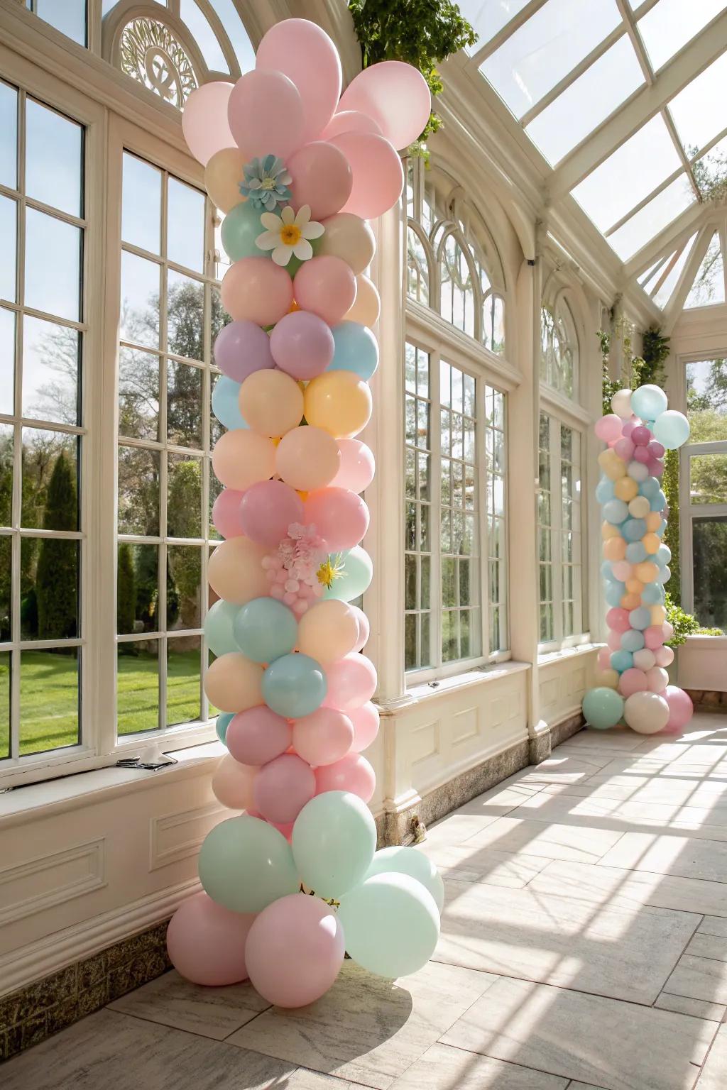 Add freshness with a floral balloon column.