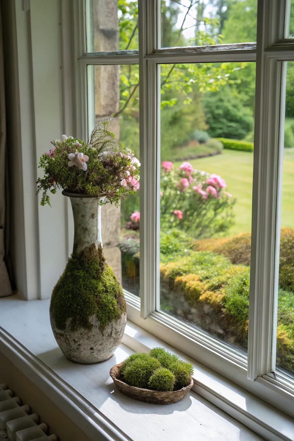 Preserved moss brings vibrant, lush greenery.