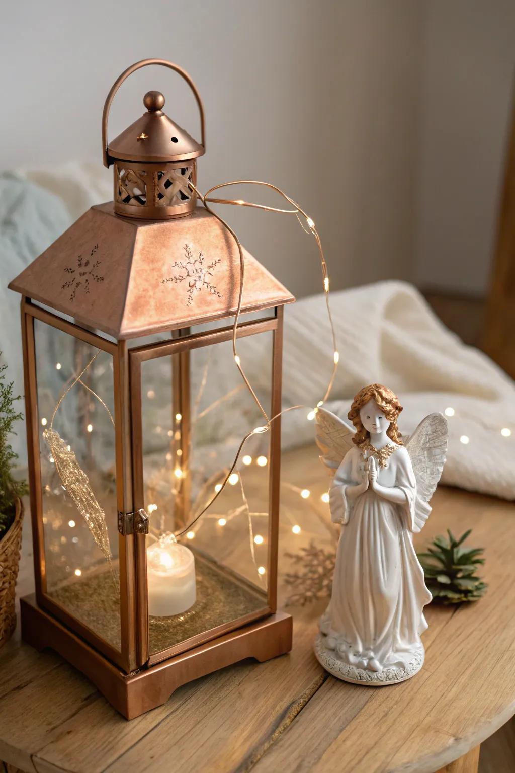 Embrace the holiday spirit with this enchanting Glittering Angel Display, blending minimalist elegance with a cozy boho charm.