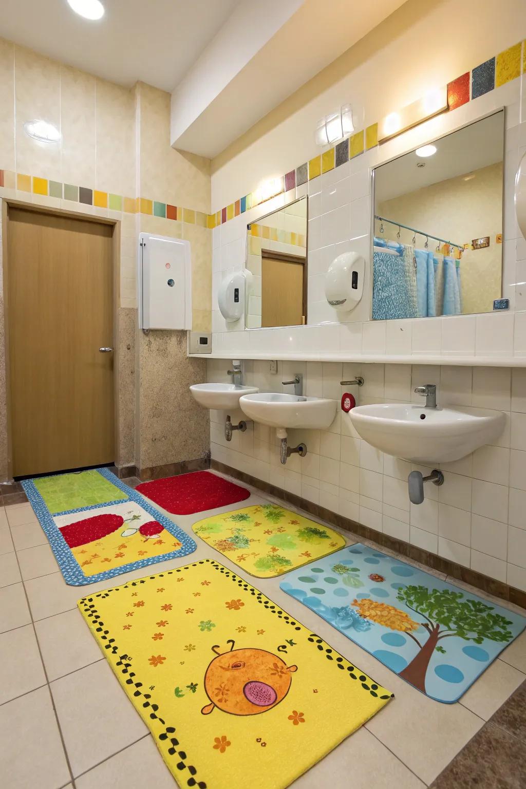 Safety features with style, keeping the bathroom secure and fun.