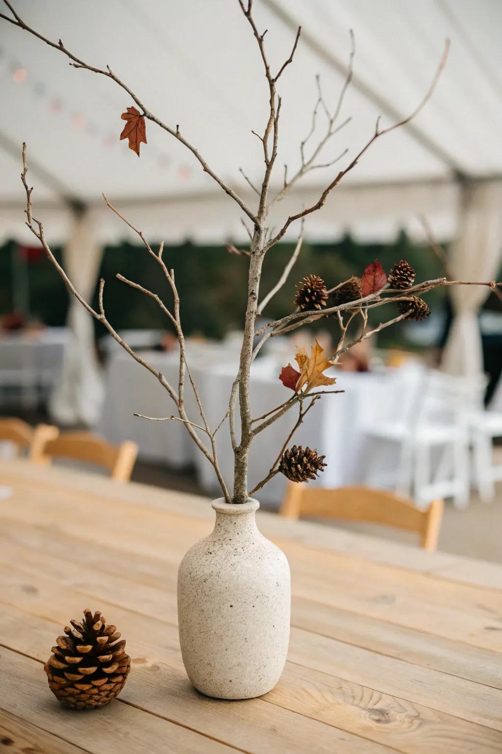 Elevate your fall wedding decor with natural beauty and simplicity.
