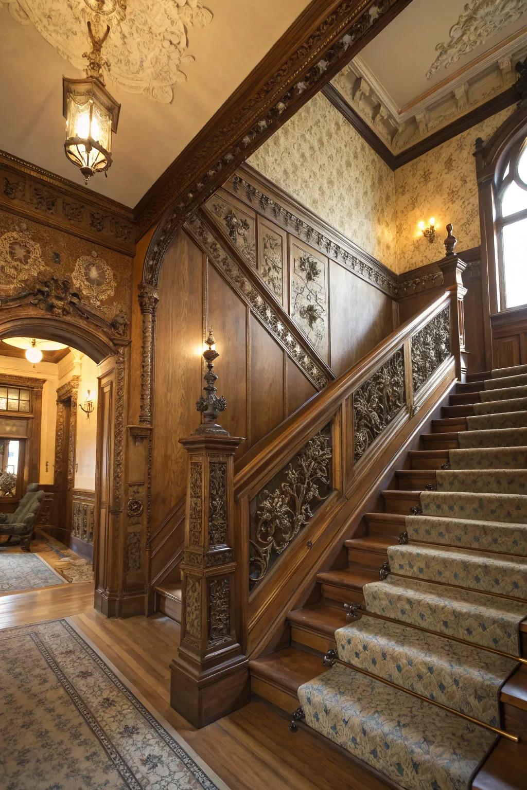 Victorian wainscoting adds a touch of luxury.