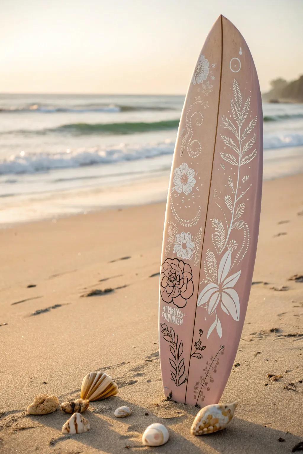 Capture memories and ocean vibes with a surfboard guest book for your beach wedding.