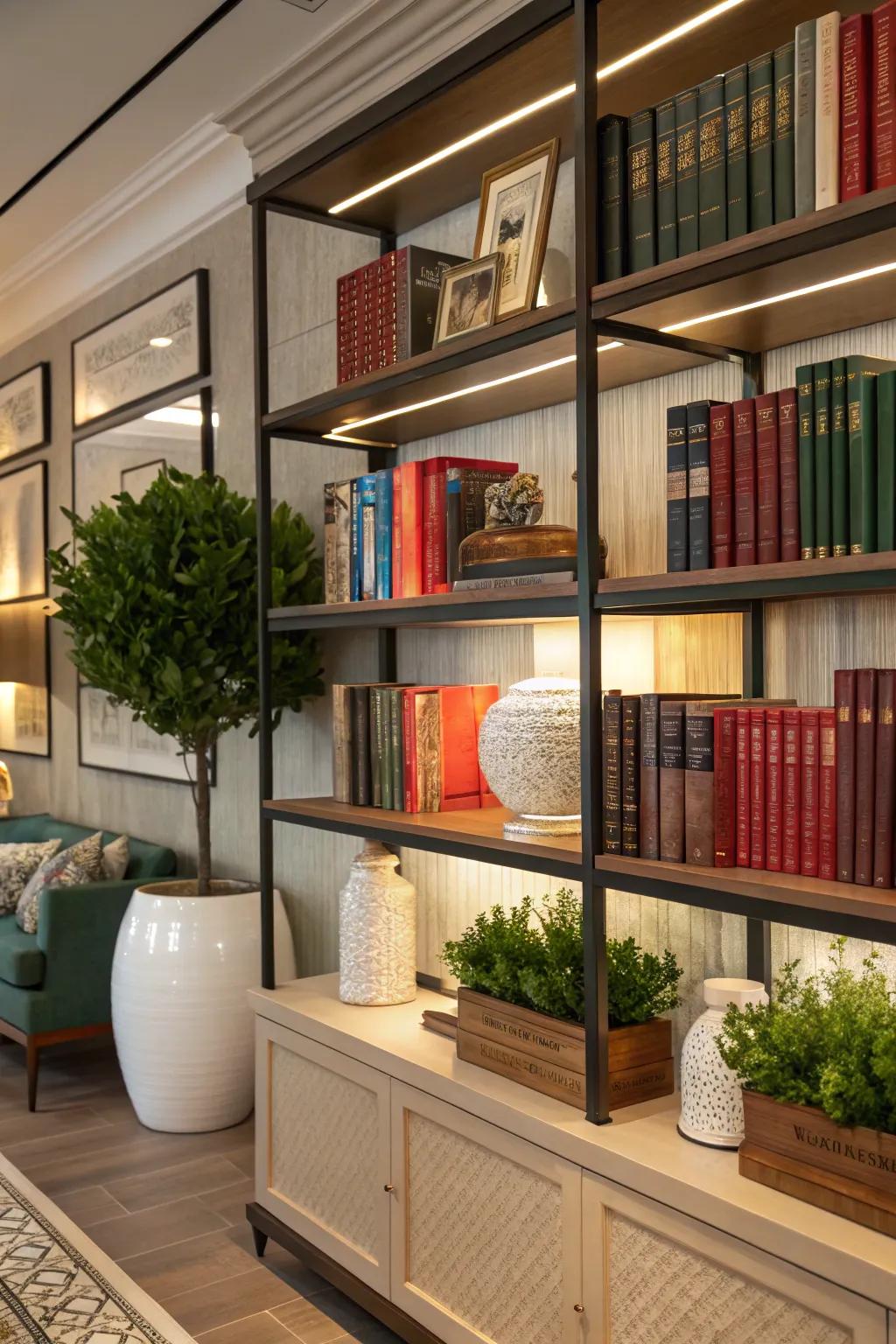 Combine books and decor for a stylish display.