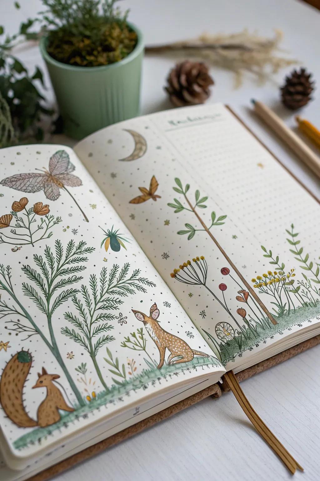 Step into an enchanted forest and let your imagination wander in your October bujo.