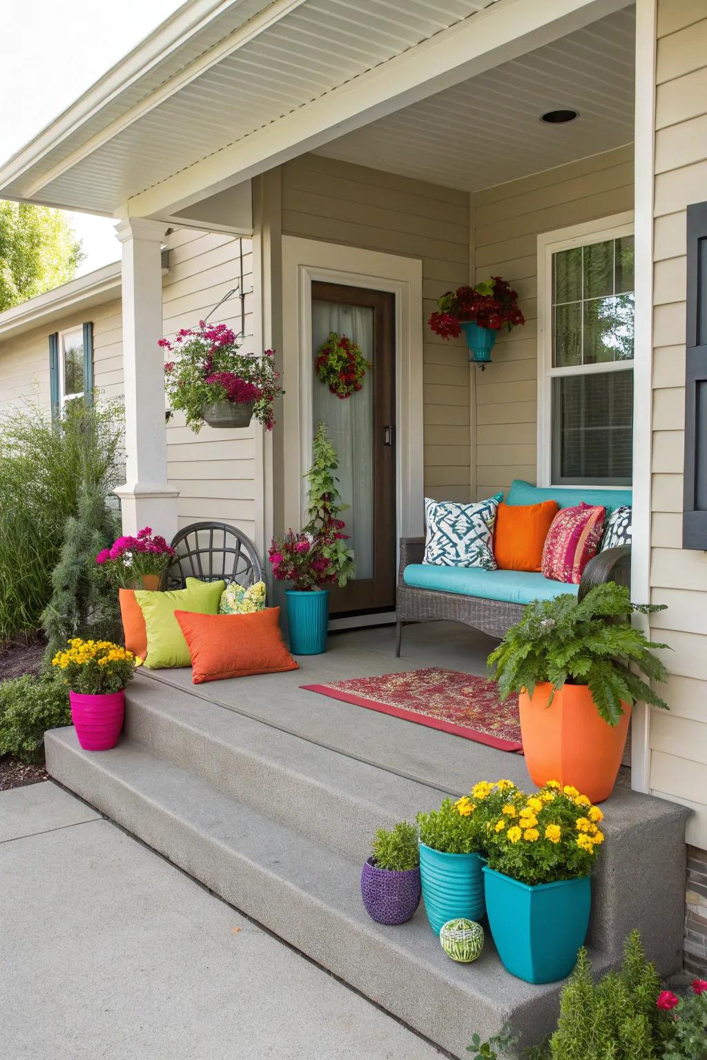 Brighten your porch with bold color accents.