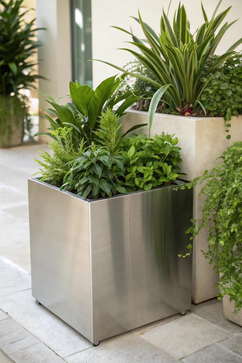 Elevate your greenery with the sleek elegance of metal planters.