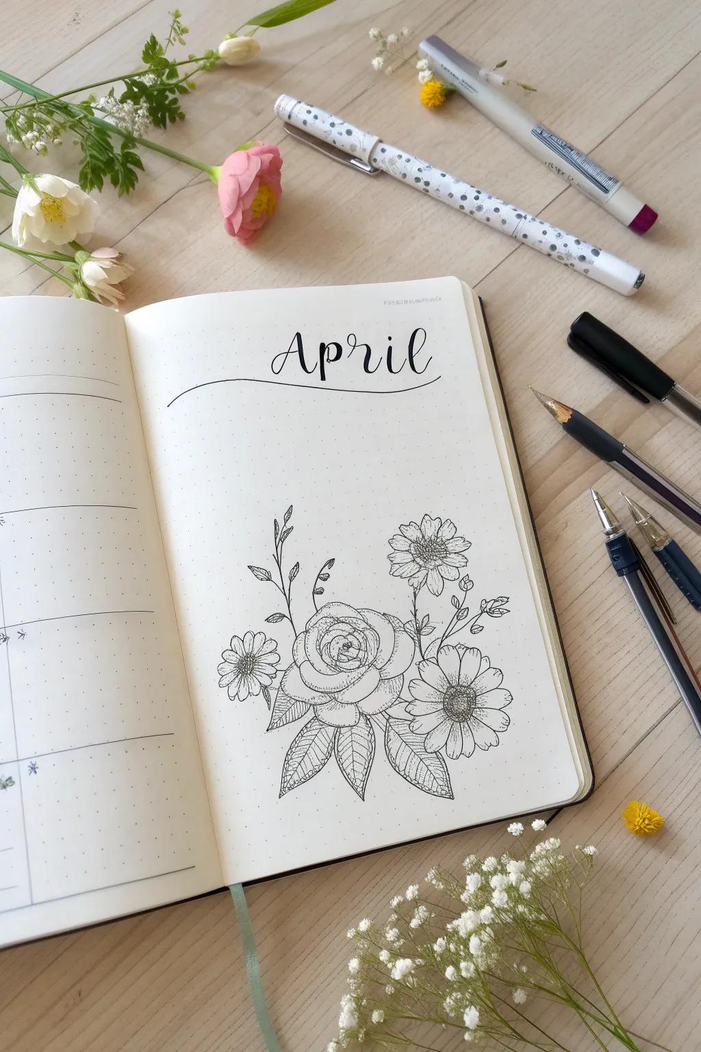 Transform your journal with elegant floral headers â simplicity meets beauty in every stroke.