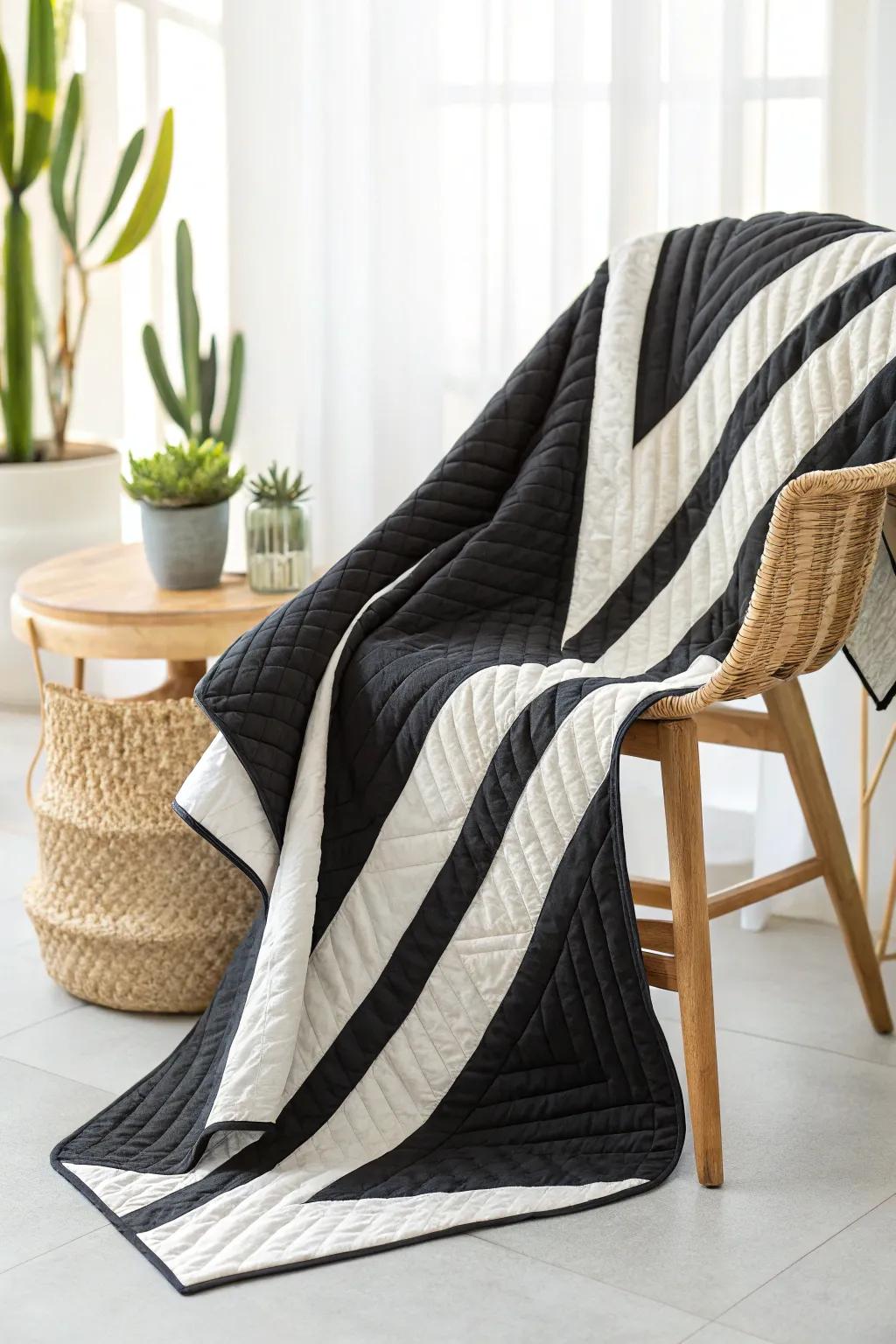 Elevate your space with the elegance of sophisticated stripes in black and white.