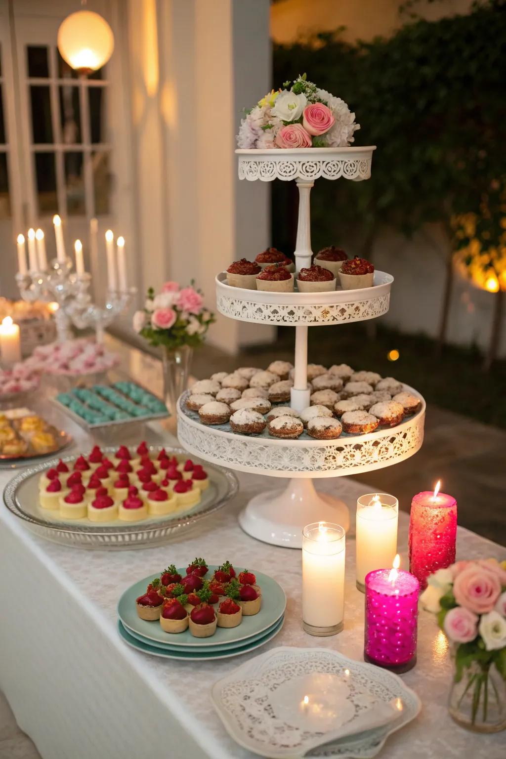 Elegant dessert table with tiered presentation
