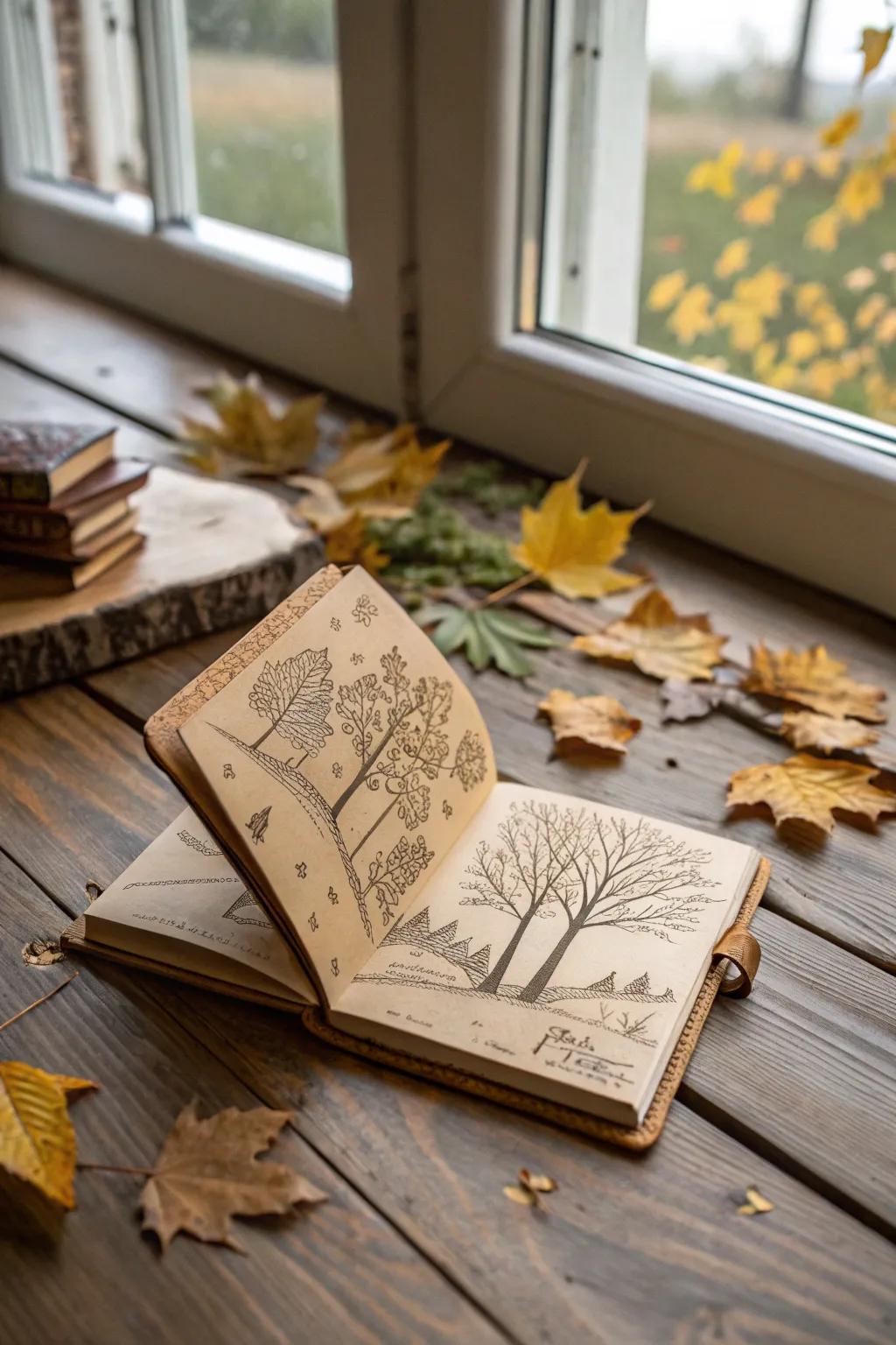 Embrace the serenity of autumn with nature-inspired journal pages. ð #NaturePalette #BujoIdeas