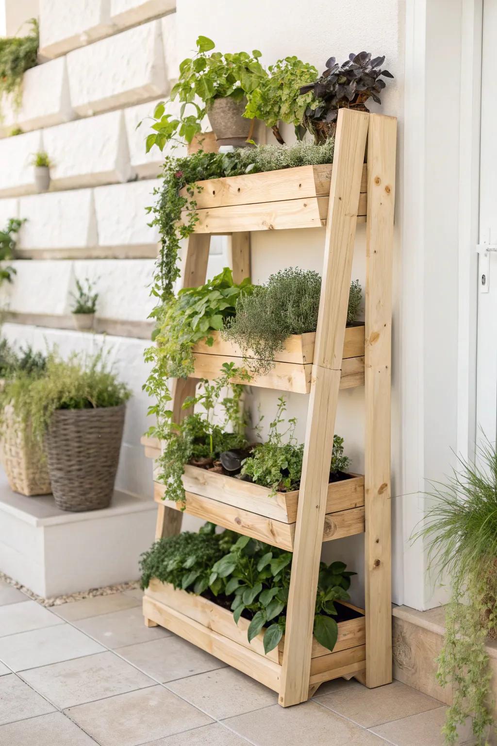 Elevate your gardening game with a chic vertical garden bed â perfect for small spaces and abundant greenery!