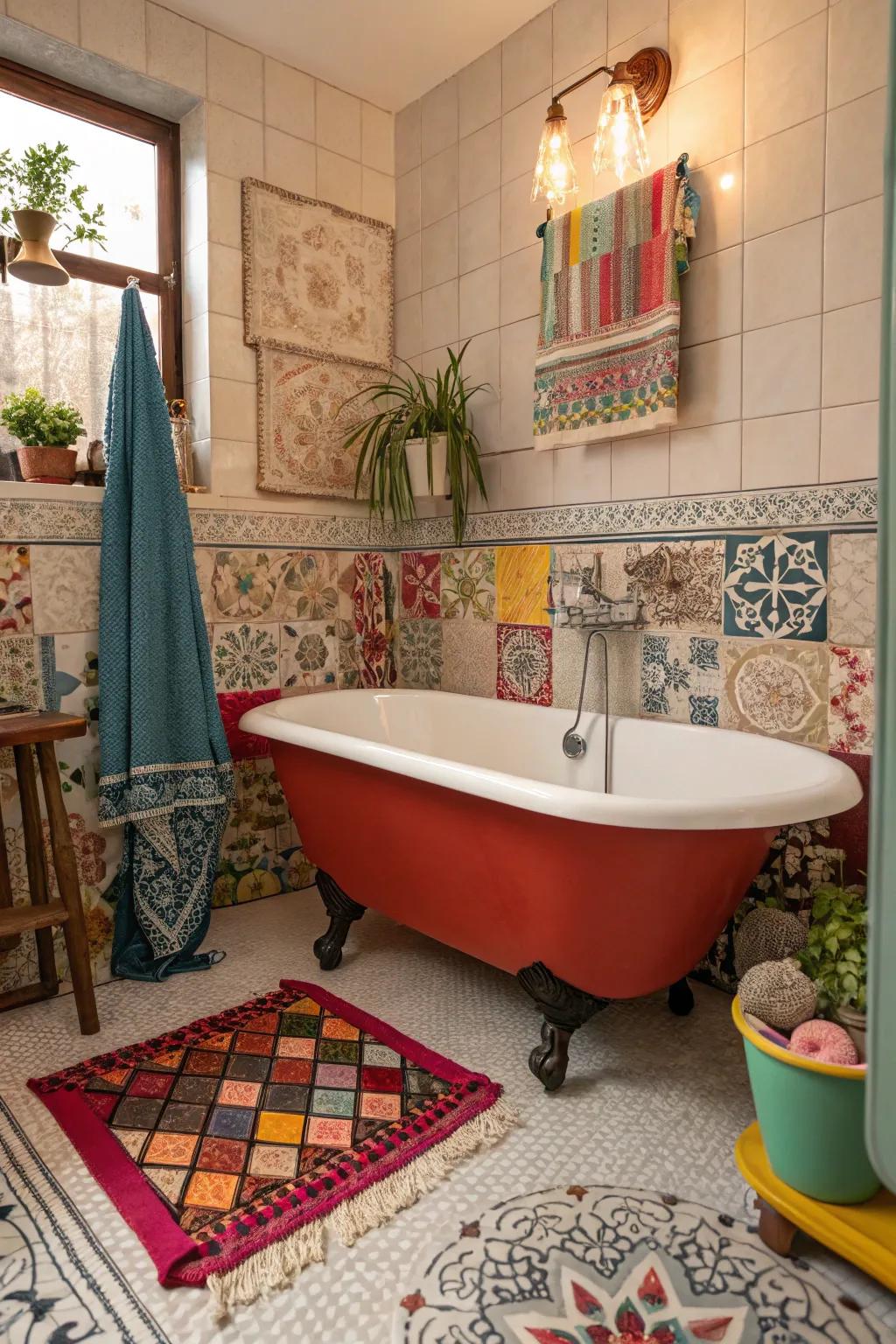 A bold tub color makes a striking statement.