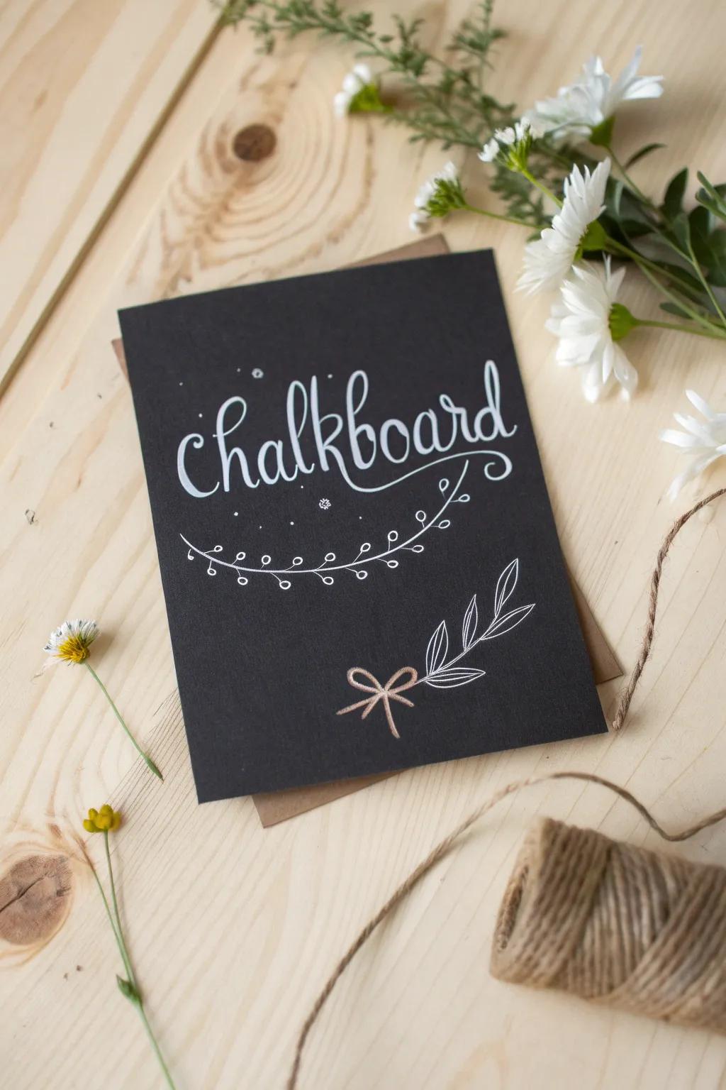Embrace the charm of simplicity with this DIY chalkboard greeting card.