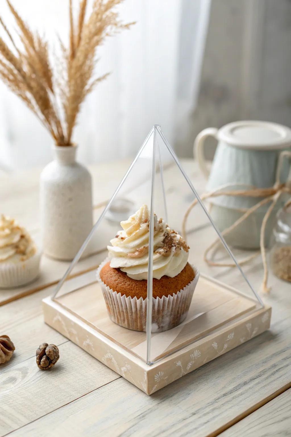 Showcase your sweet creations in style with these chic transparent pyramid boxesâwhere minimalist elegance meets boho charm.