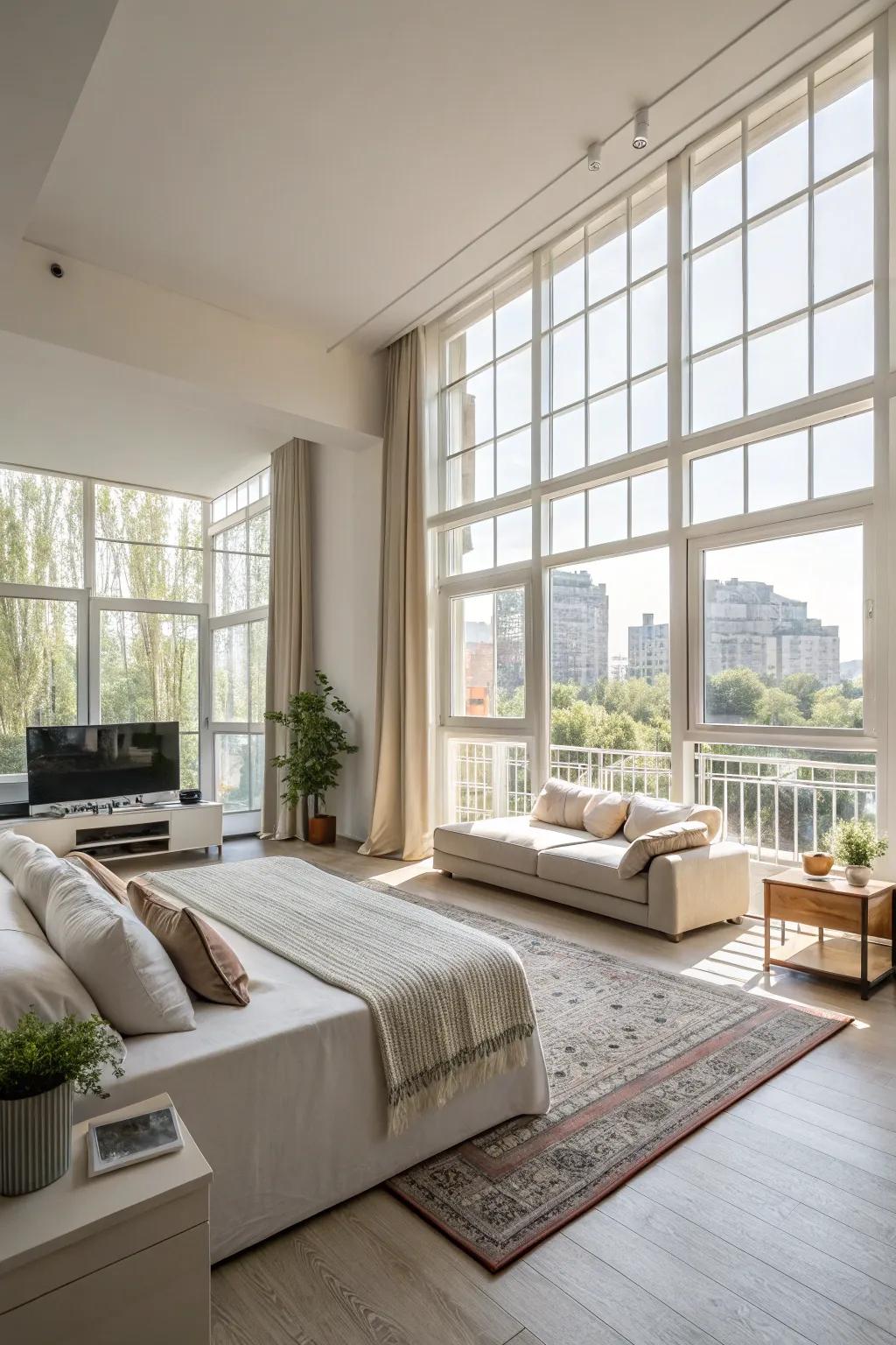 Large windows enhance natural light, making your space feel open and airy.