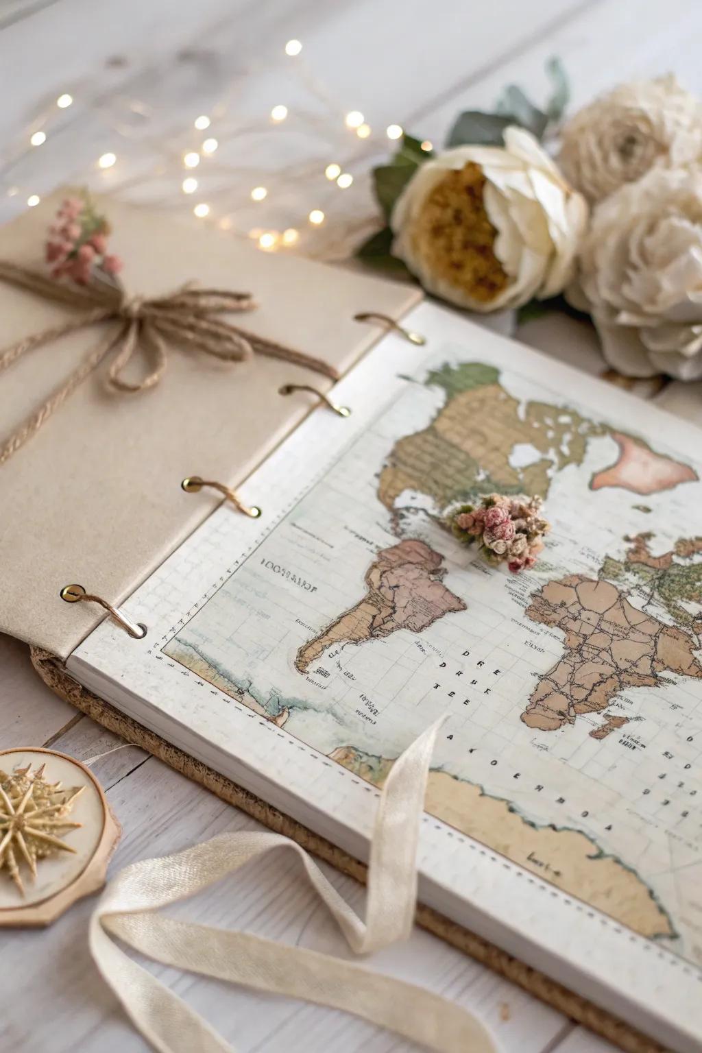 Travel through time: Transform your scrapbook with vintage map backgrounds. #CreativeCrafts #BohoMinimalism