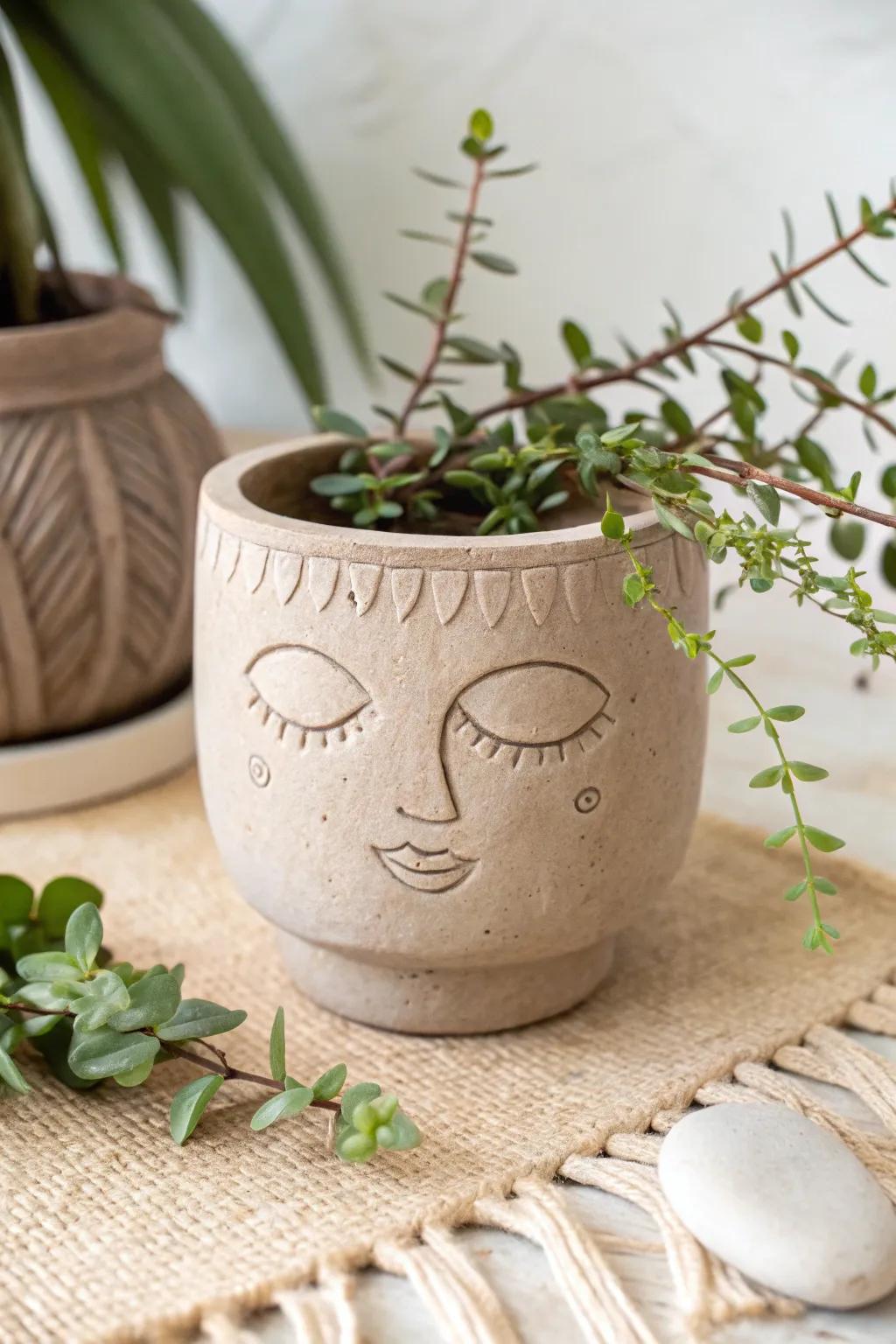 Meet your new green companion: a serene face planter that blends artistry with nature.