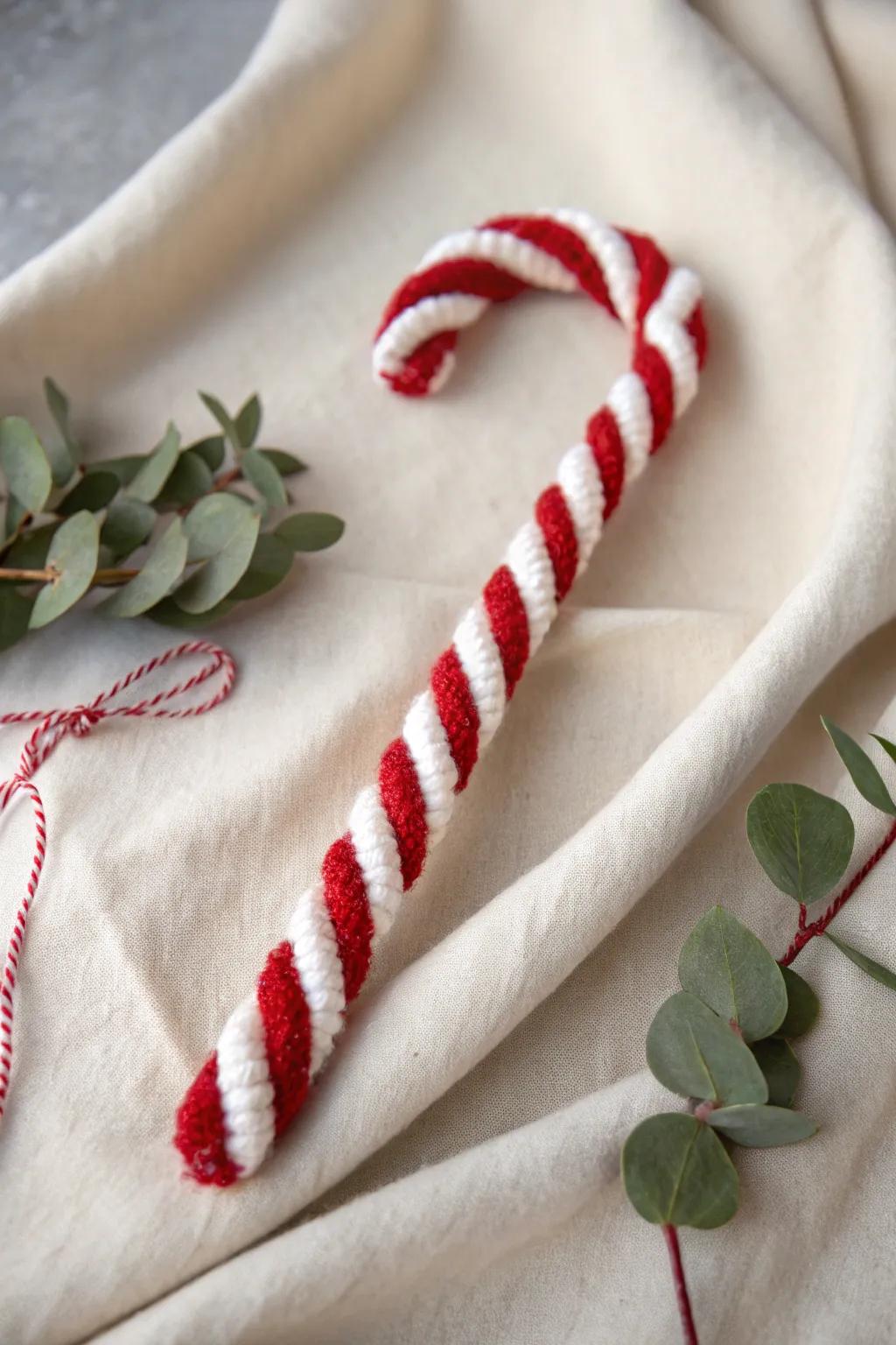 Crafted with love: Minimalist pipe cleaner candy cane for a touch of festive charm.