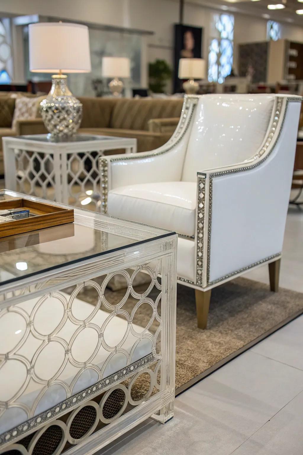 Personalize your furniture with plexiglass embellishments.