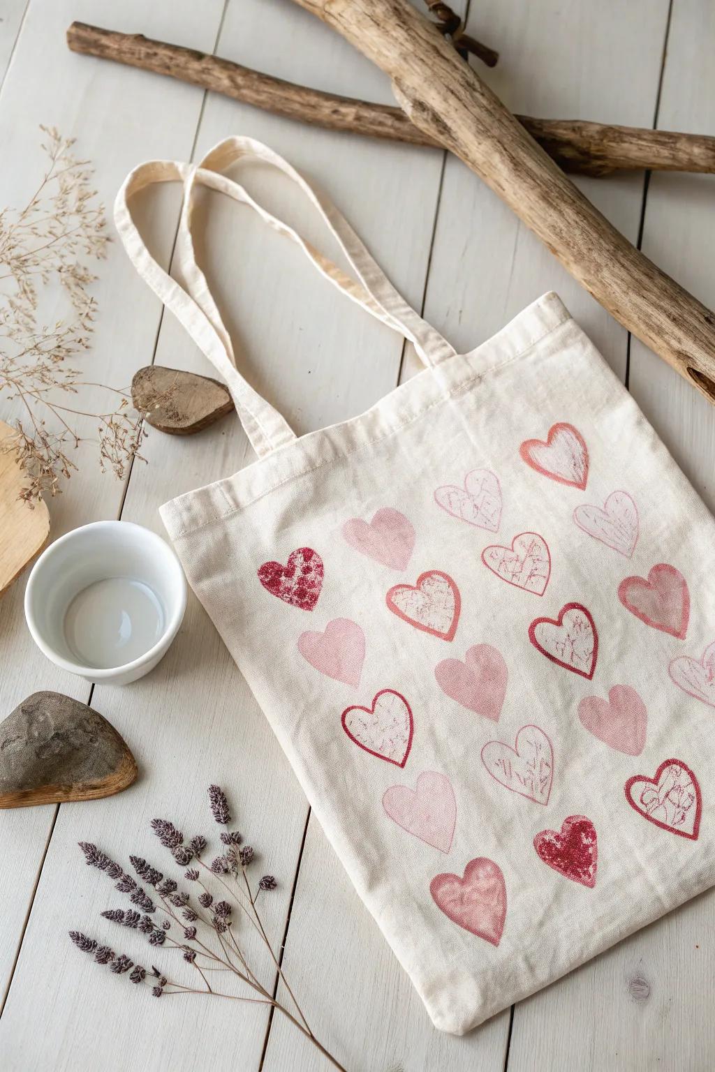 Craft your own love story with a charming DIY stamped bag. Perfect for a touch of handmade elegance this Valentine's Day.