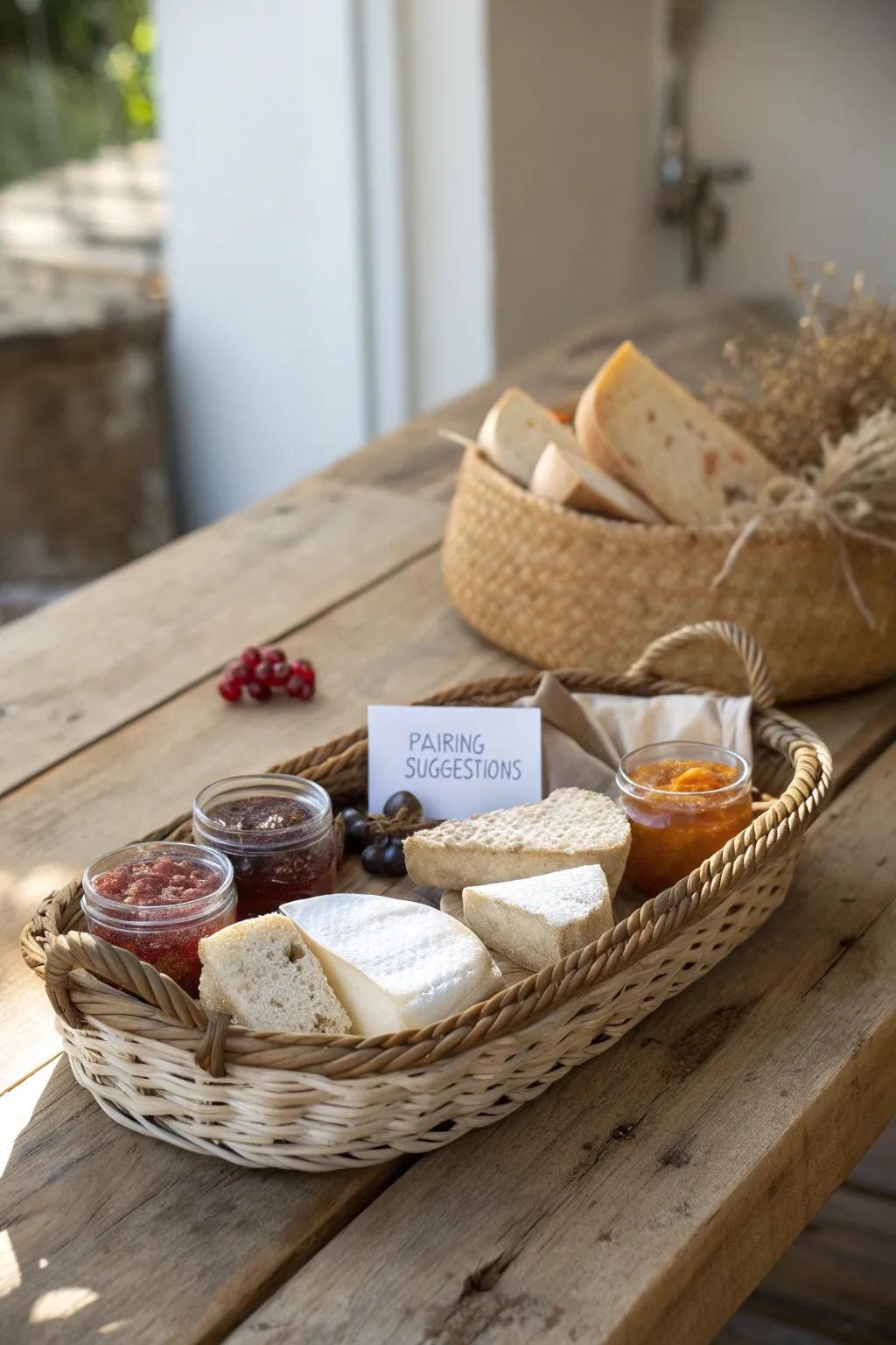 Elevate your taste experience with our Cheese & Jam Pairing Basket - a perfect blend of simplicity and natural elegance.