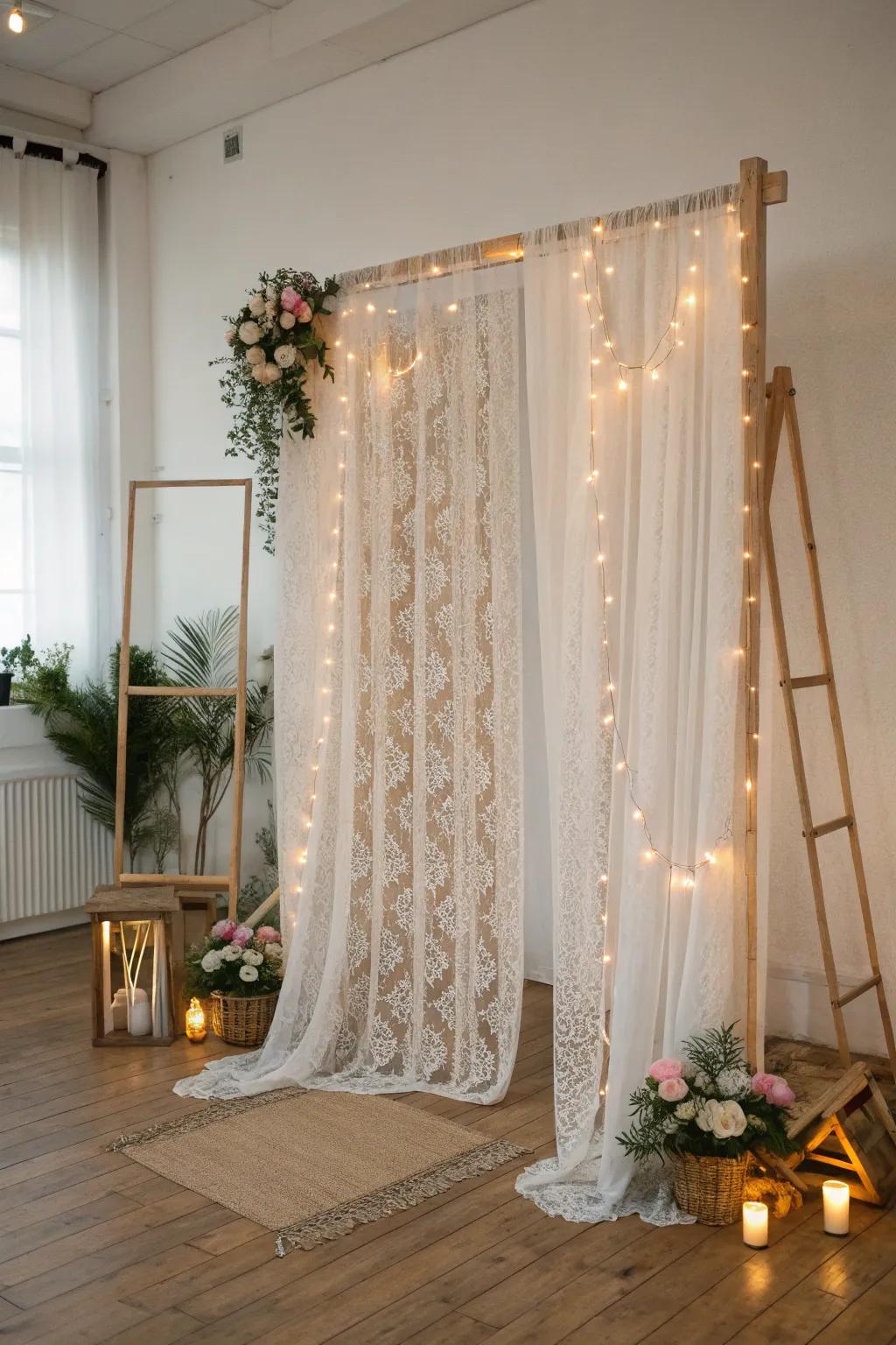 Transform your wedding memories with a stunning DIY photo booth backdrop that blends minimalist elegance with boho charm.