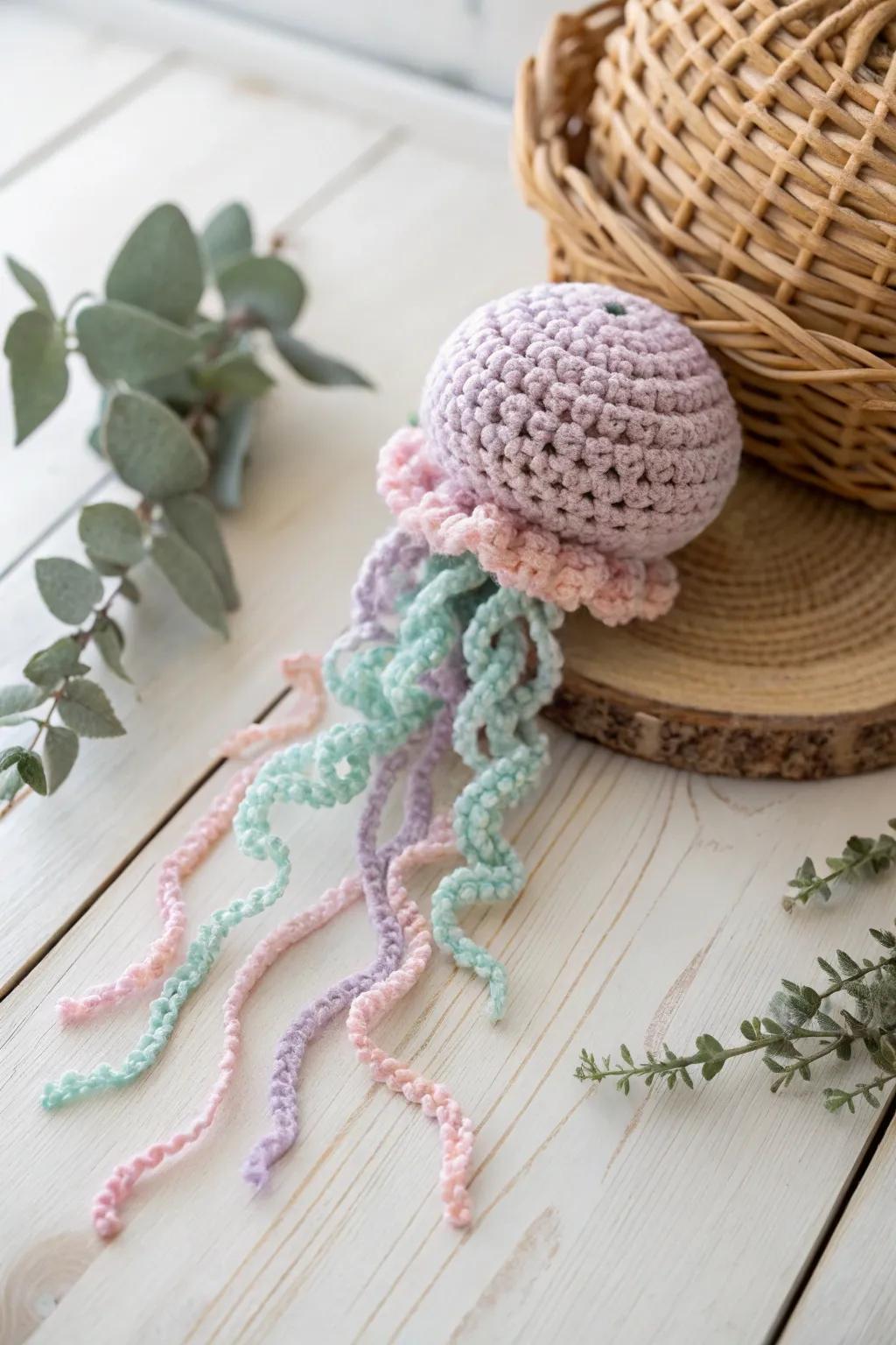 Delight in the whimsy of handcrafted beauty with these charming crochet jellyfish.