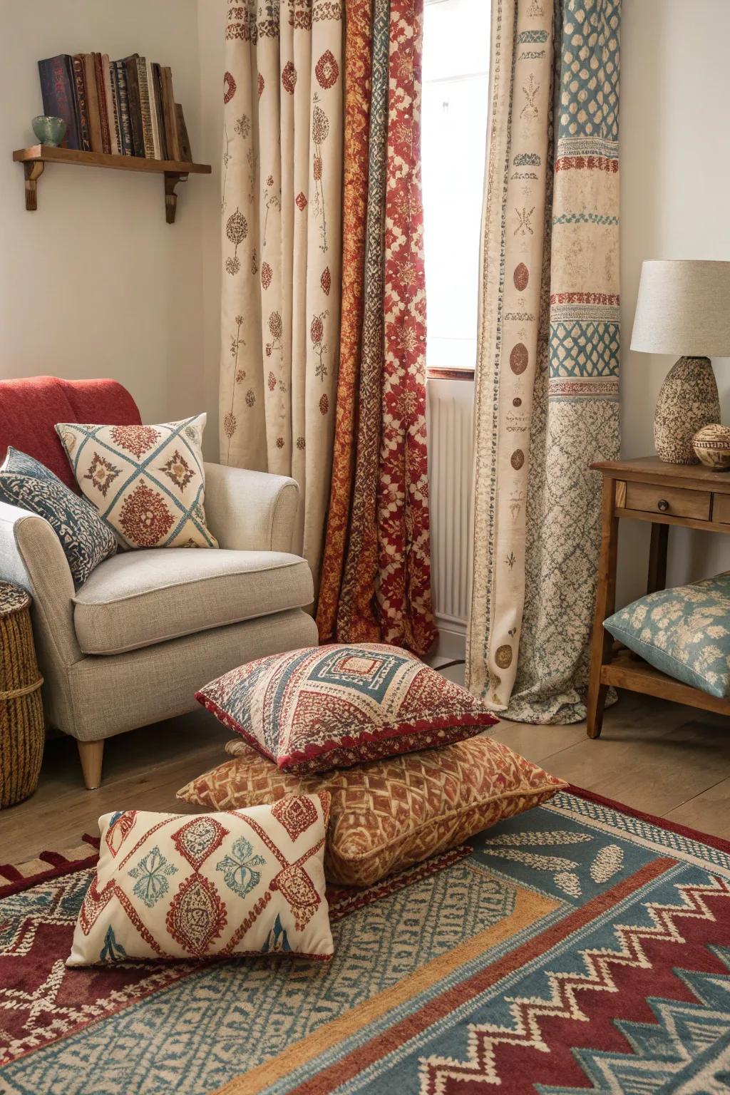 A playful mix of patterns brings this space to life.
