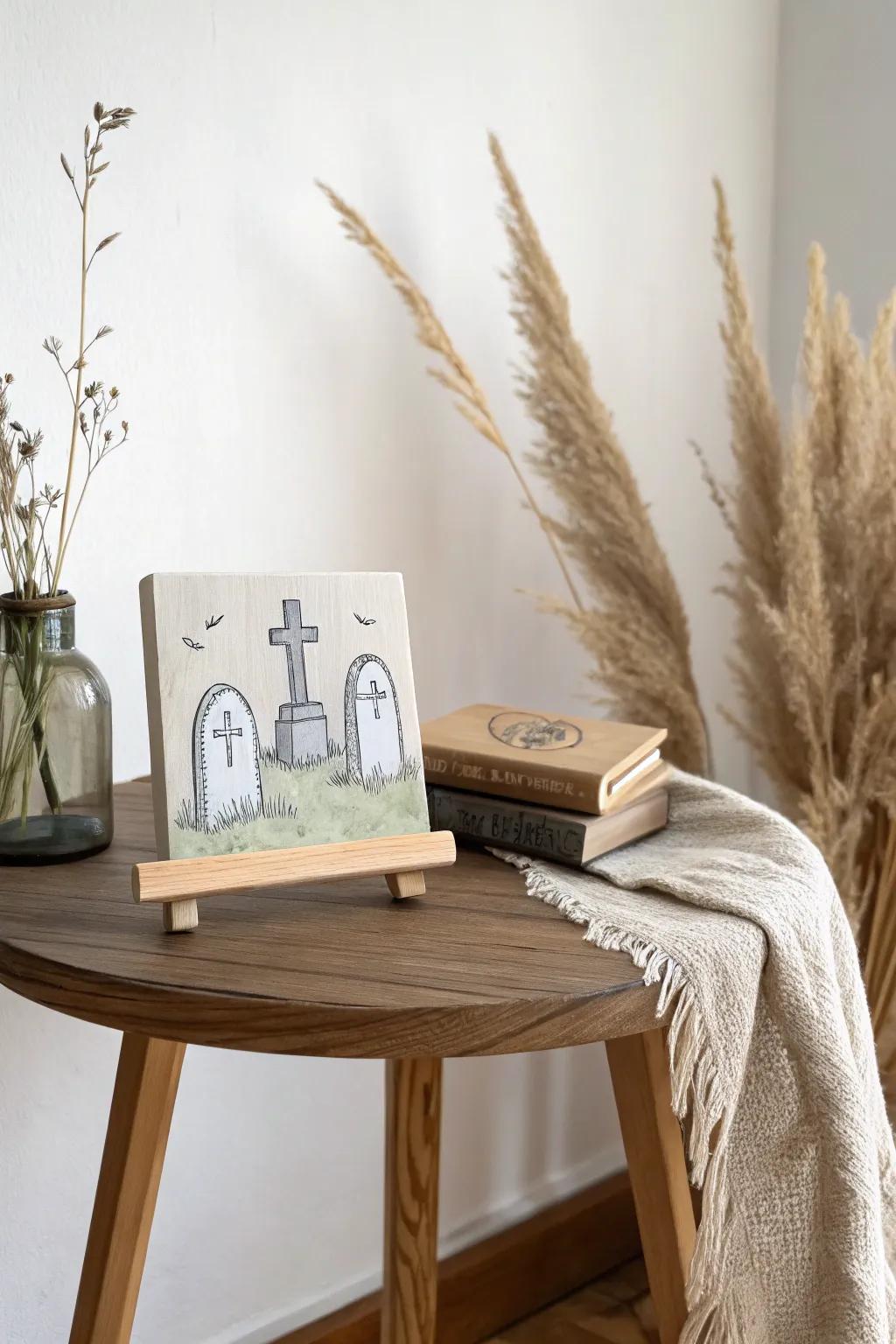 Embrace the charm of Halloween with a touch of Scandinavian minimalism: Tiny Tombstone Art.