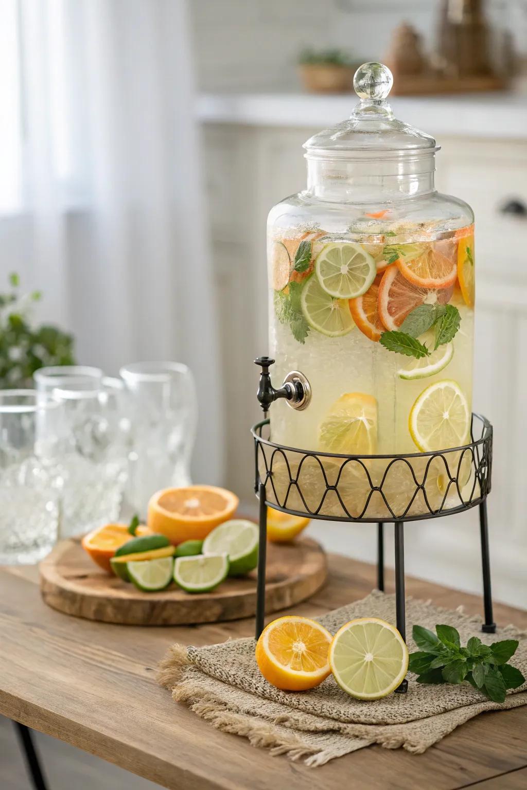 Quench your thirst for style with this effortlessly chic DIY beverage station!