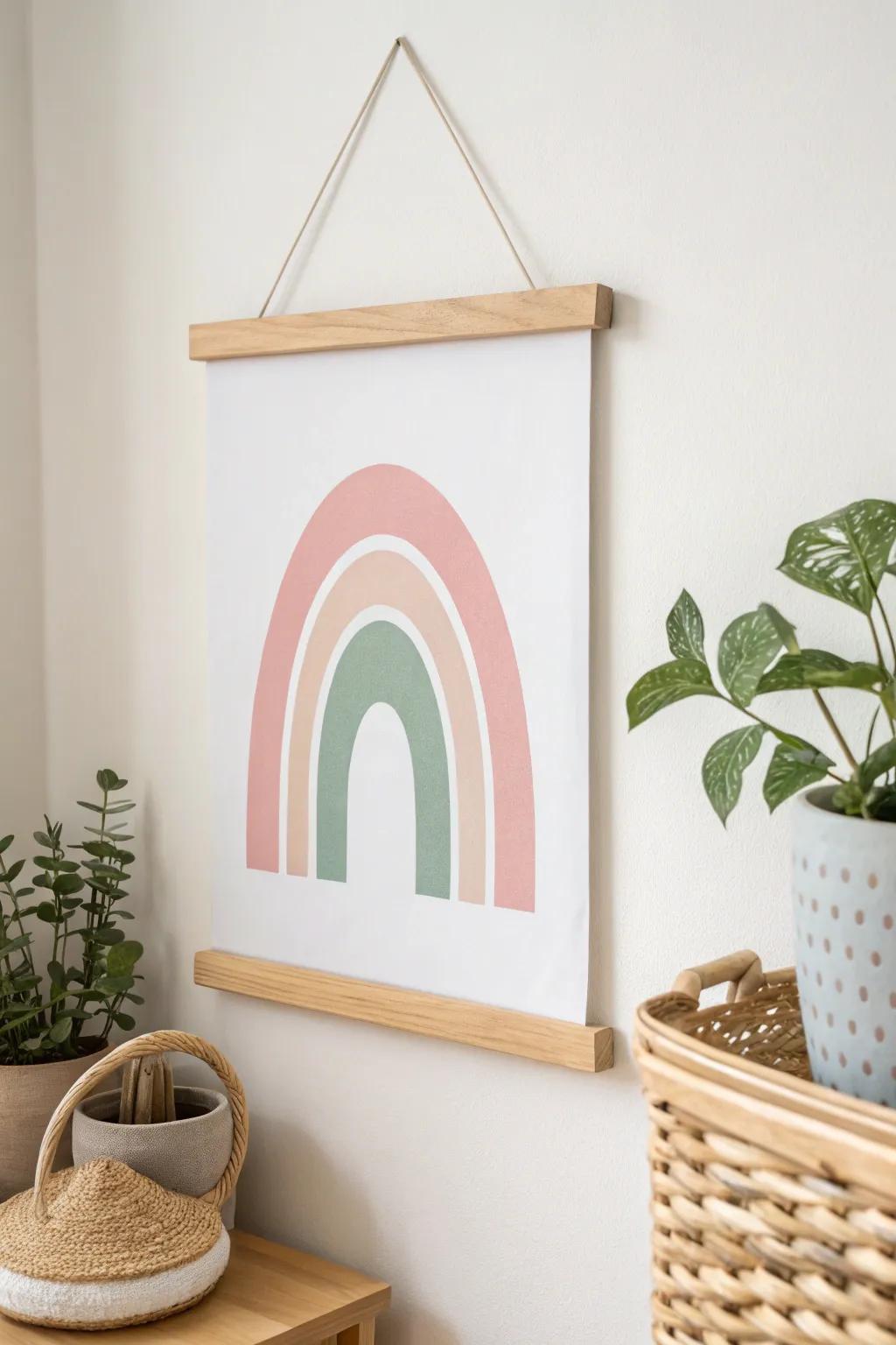Elevate your nursery with minimalist wall art that combines Scandinavian simplicity and boho charm.
