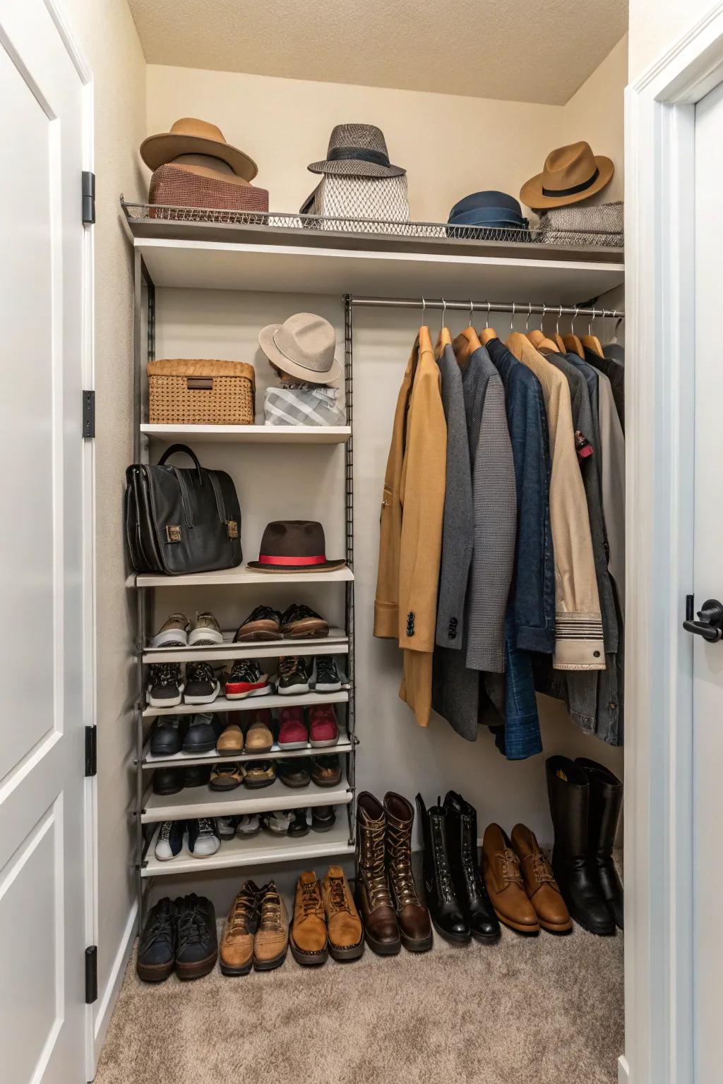 Adjustable shelves provide versatile storage solutions for changing needs.