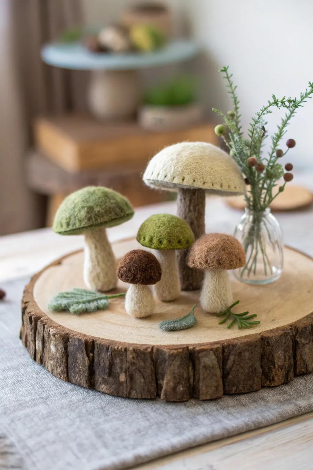 Bring the magic of the forest indoors with these charming felted wool mushrooms, perfect for a cozy, minimalist home.