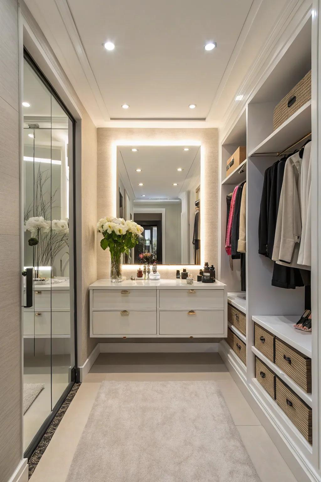 Unusual spaces can become perfect spots for a personal vanity nook.