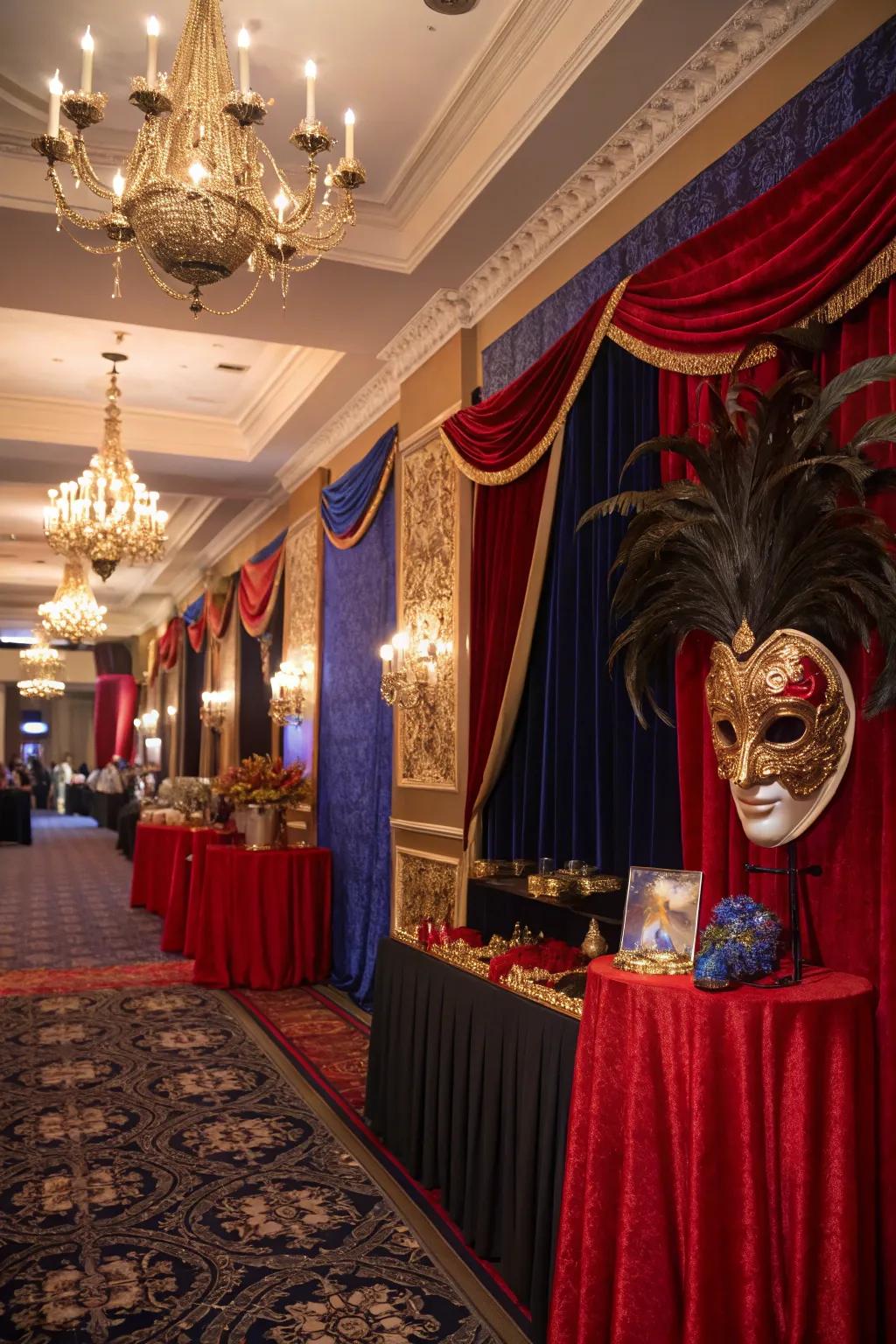 Mystery and elegance with a masquerade ball theme.