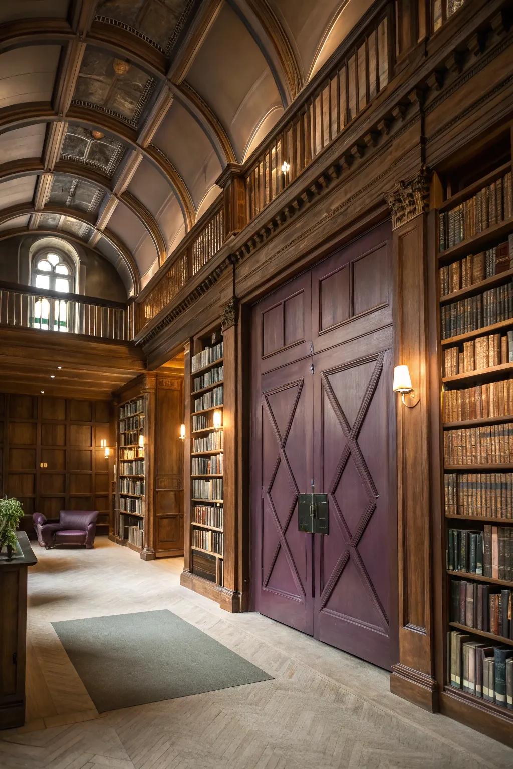 Plum barn doors add a rich, luxurious feel.