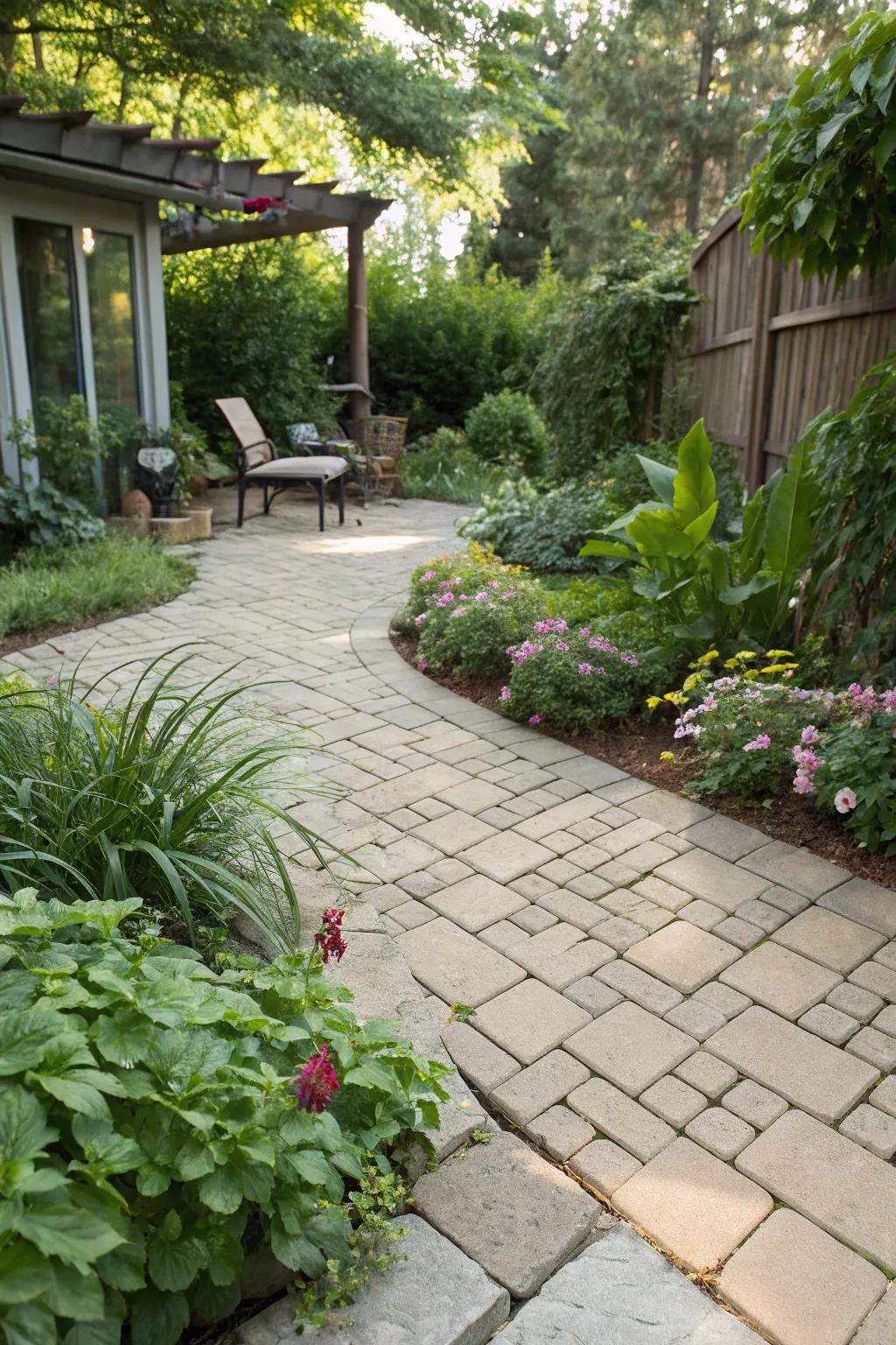 An eco-friendly paver patio, showcasing sustainability and style.